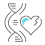 Accuracy saves lives icon: image of heart and dna