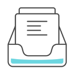 Document storage icon: Illustration of files organised in a folder