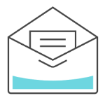 Email icon of envelope opening showcasing the letter inside