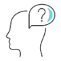 MedicAlert question icon: illustration of a person with a question mark thought bubble