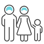 Advocacy icon: Illustration of family holding hands, father, mother and child