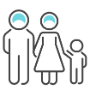 Illustation of a family holding hands, father, mother and child