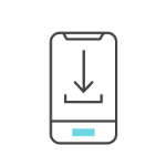 Illustration of mobile phone and a download app symbol on the screen