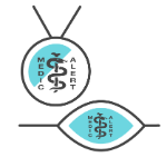 Illustration of MedicAlert Medical ID bracelet and necklace