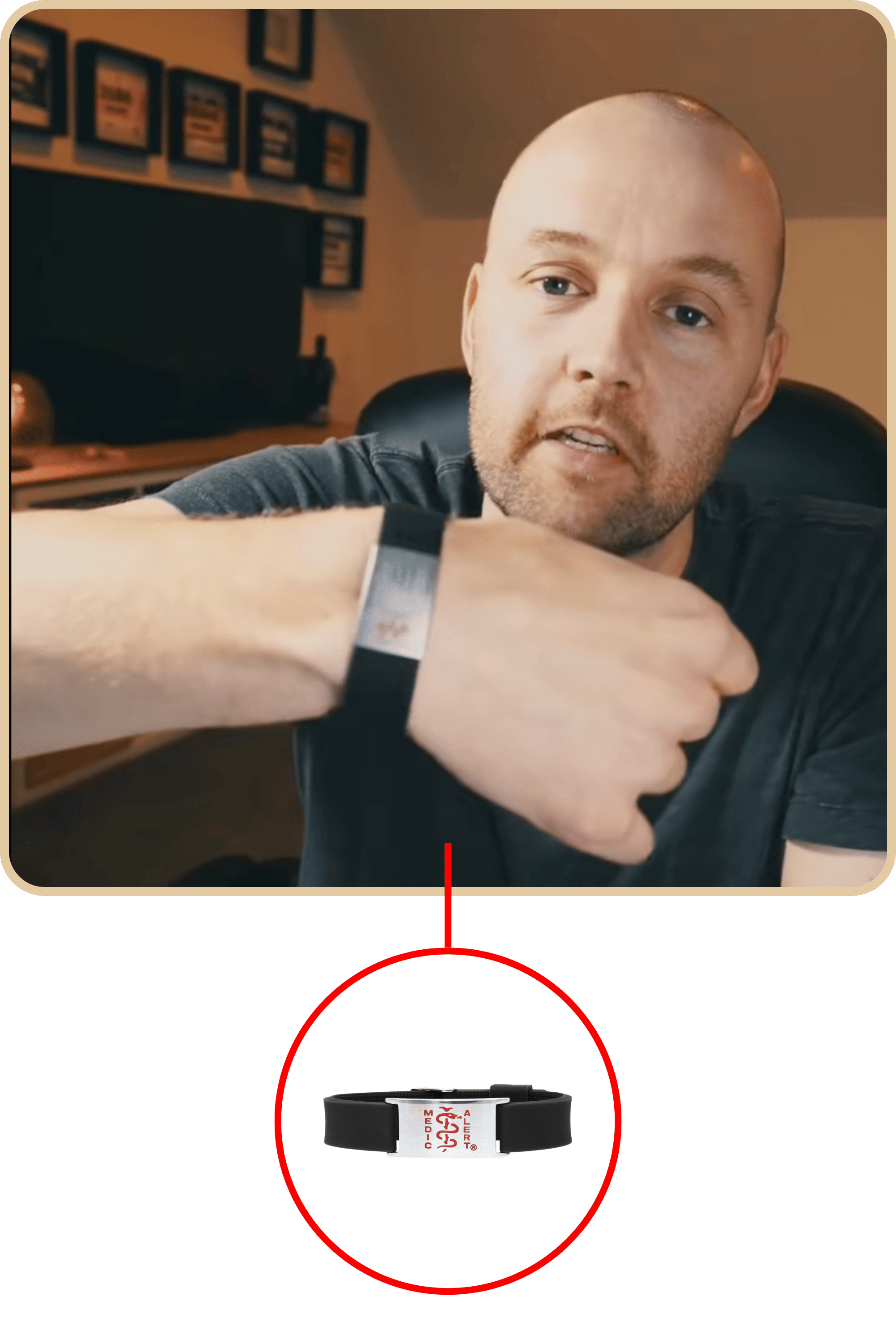 Picture of Callum holding her medical ID