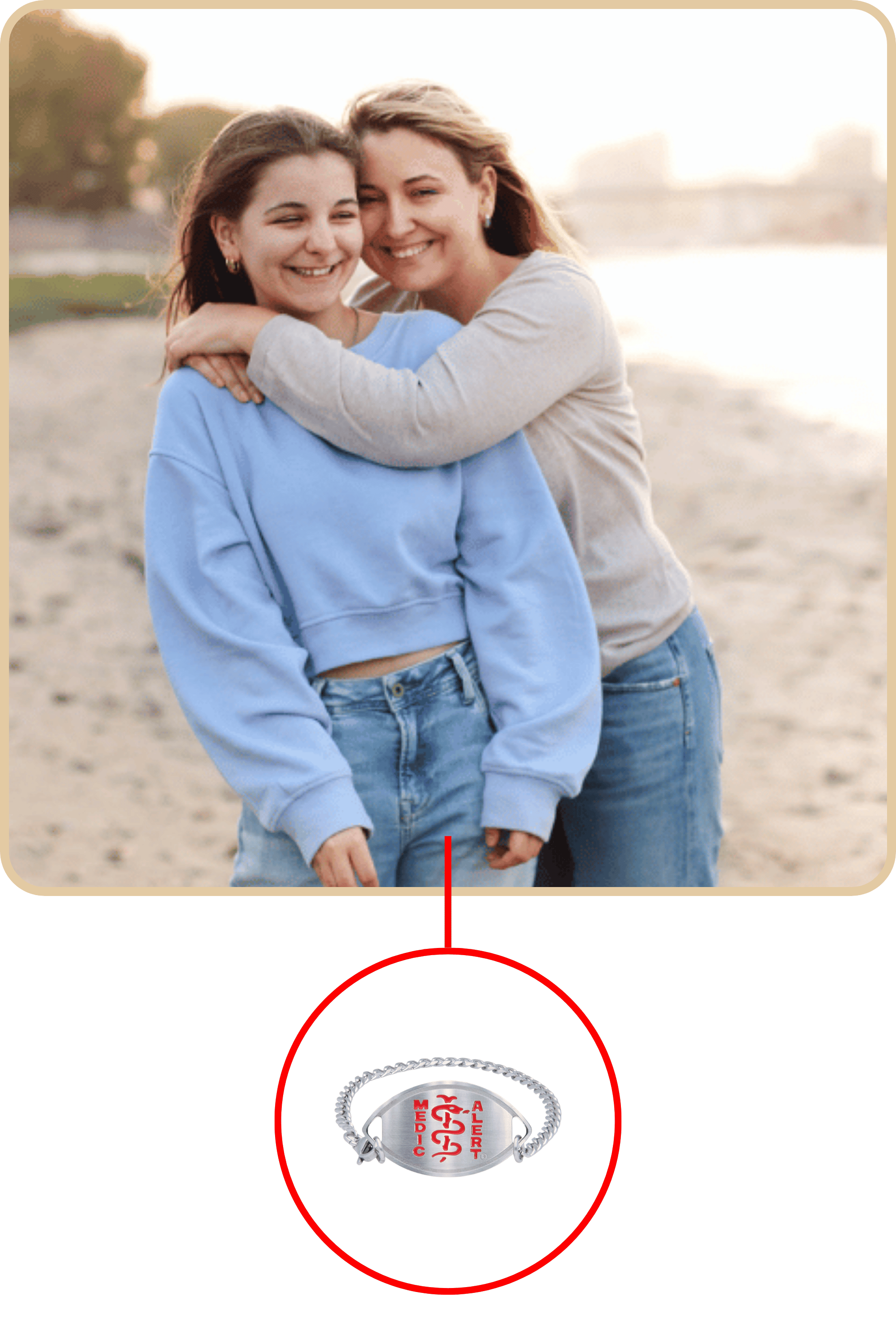 Picture of gemma and athena at the beach smiling