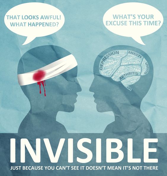 Two silouettes; one with a physical illness and another with an invisible illness