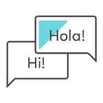 Illustration of two speech bubbles with saying 'hi' and 'hola'