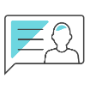 Member stories icon: Illustration of person in a speech bubble