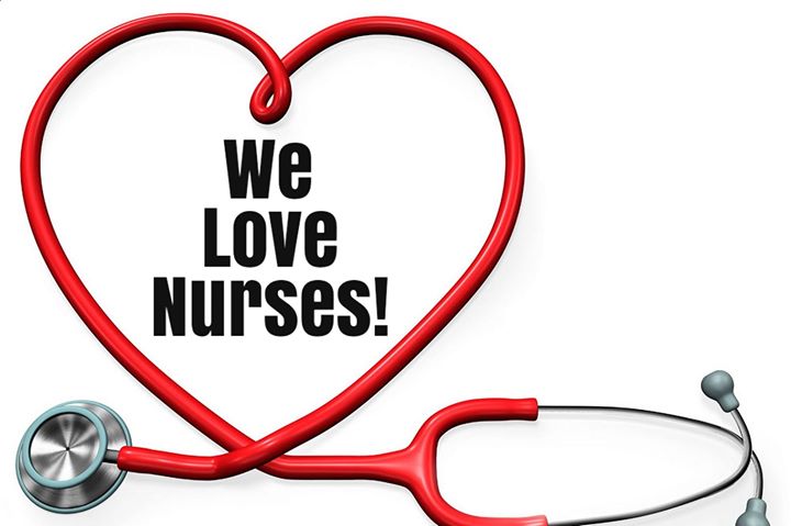 We love nurses written inside a heart shaped stethoscope